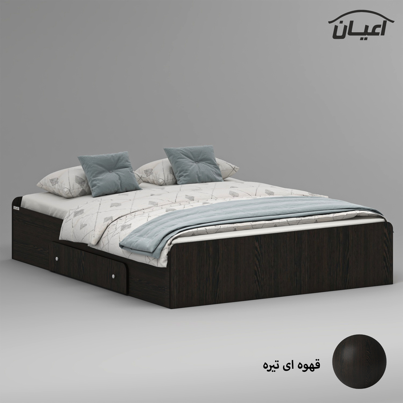 تخت خواب ملامینه دو نفره اعیان مدل FH969 سایز 160x200 سانتی متر