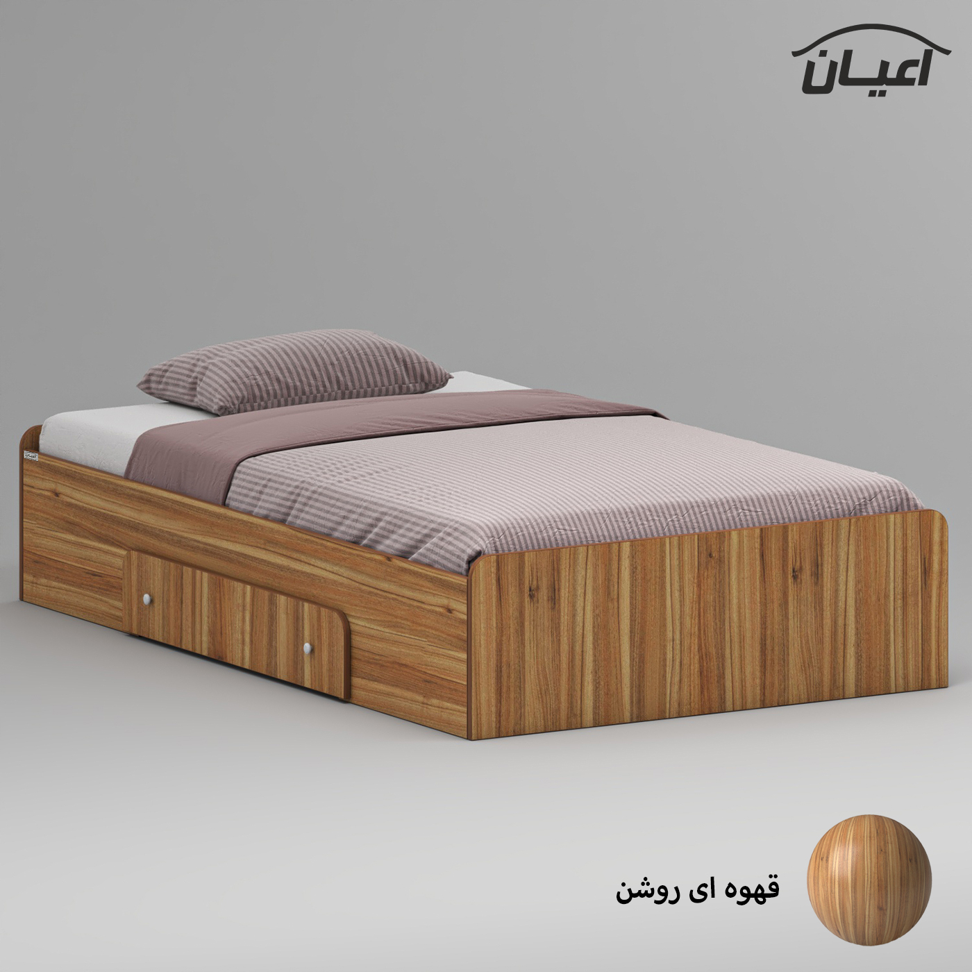 تخت خواب ملامینه یک نفره اعیان مدل FH968 سایز 120x200 سانتی متر