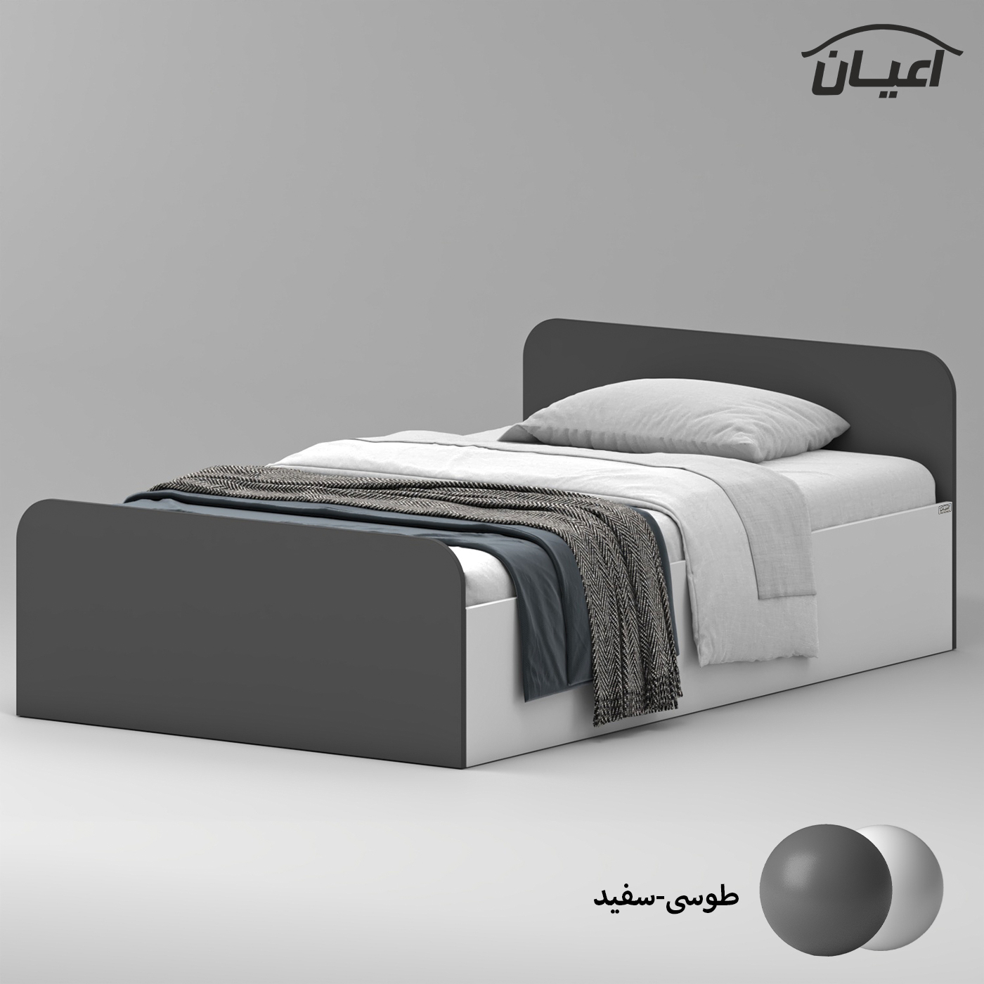 تخت خواب ملامینه یک نفره اعیان مدل FH932 سایز 120x200 سانتی متر