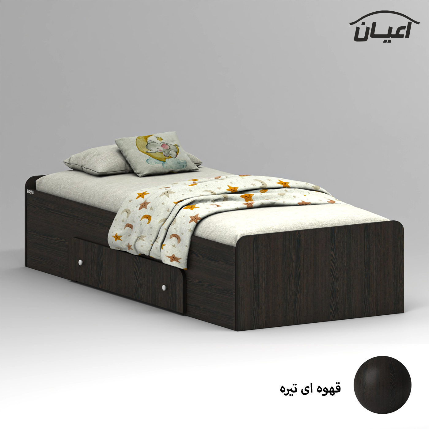 تخت خواب ملامینه یک نفره اعیان مدل FH966 سایز 80x180 سانتی متر