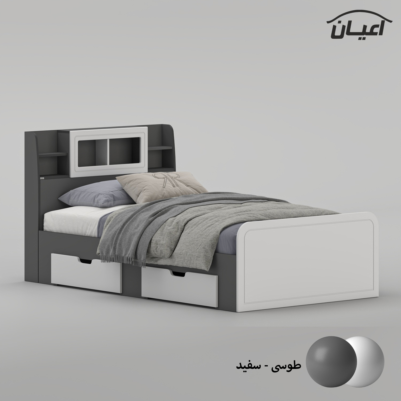 تخت خواب ملامینه یک نفره اعیان مدل FH982 سایز 120x200 سانتی متر