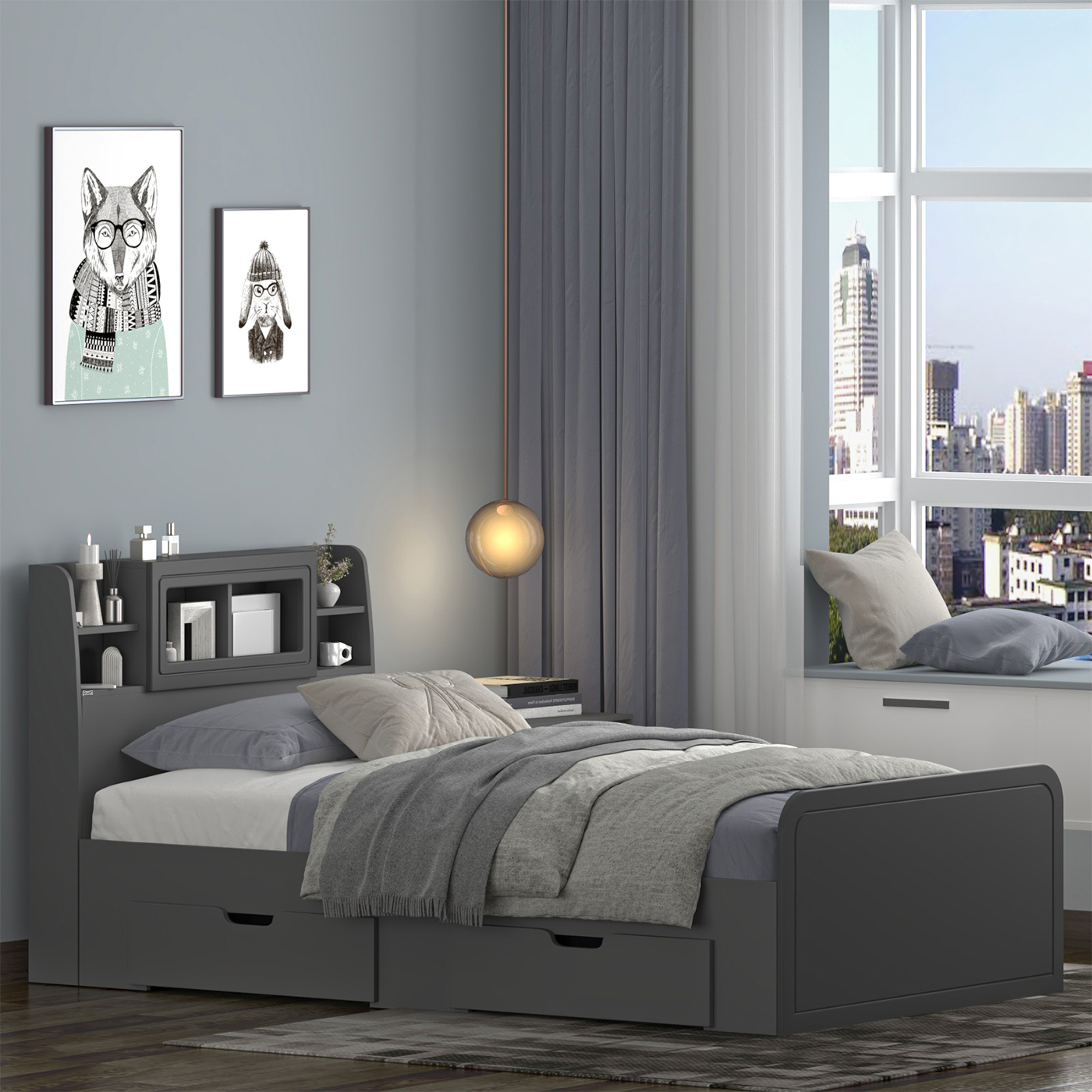 تخت خواب ملامینه یک نفره اعیان مدل FH982 سایز 120x200 سانتی متر