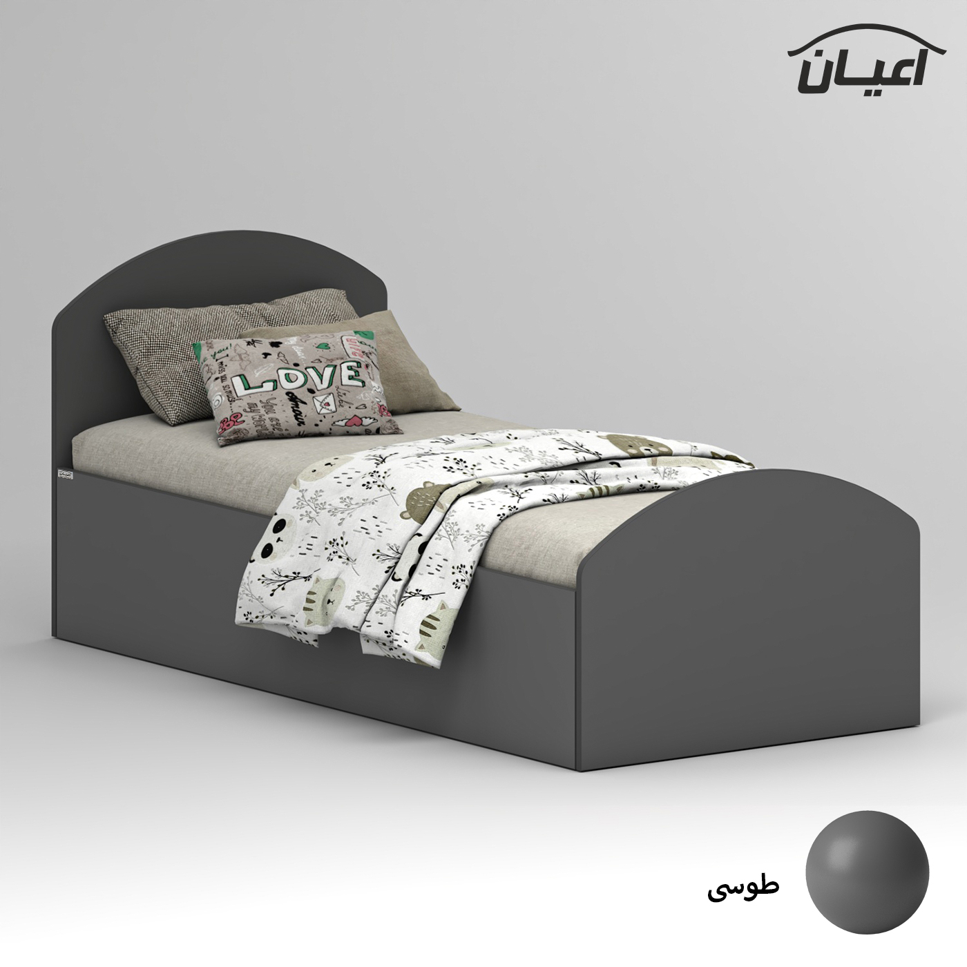 تخت خواب ملامینه یک نفره اعیان مدل FH970 سایز 80x180 سانتی متر