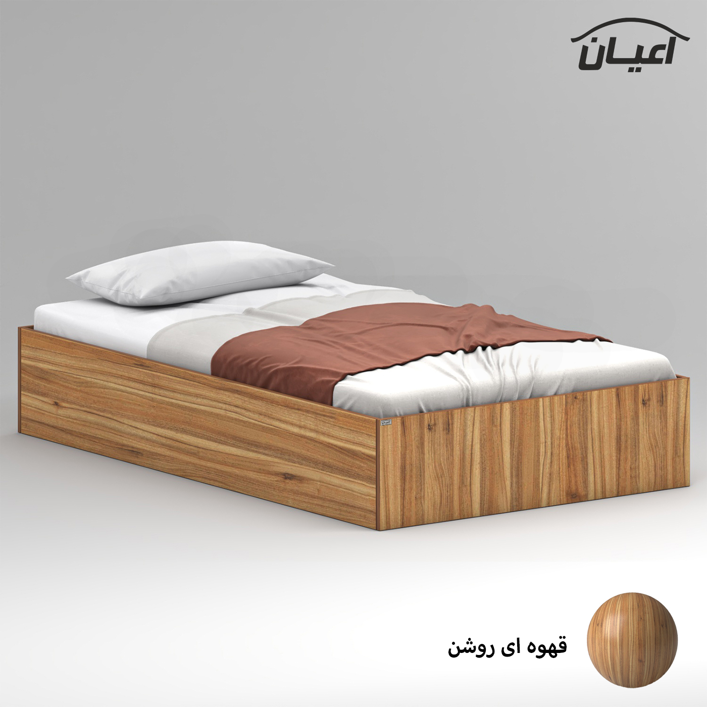 تخت خواب ملامینه یک نفره اعیان مدل FH942 سایز 120x200 سانتی متر