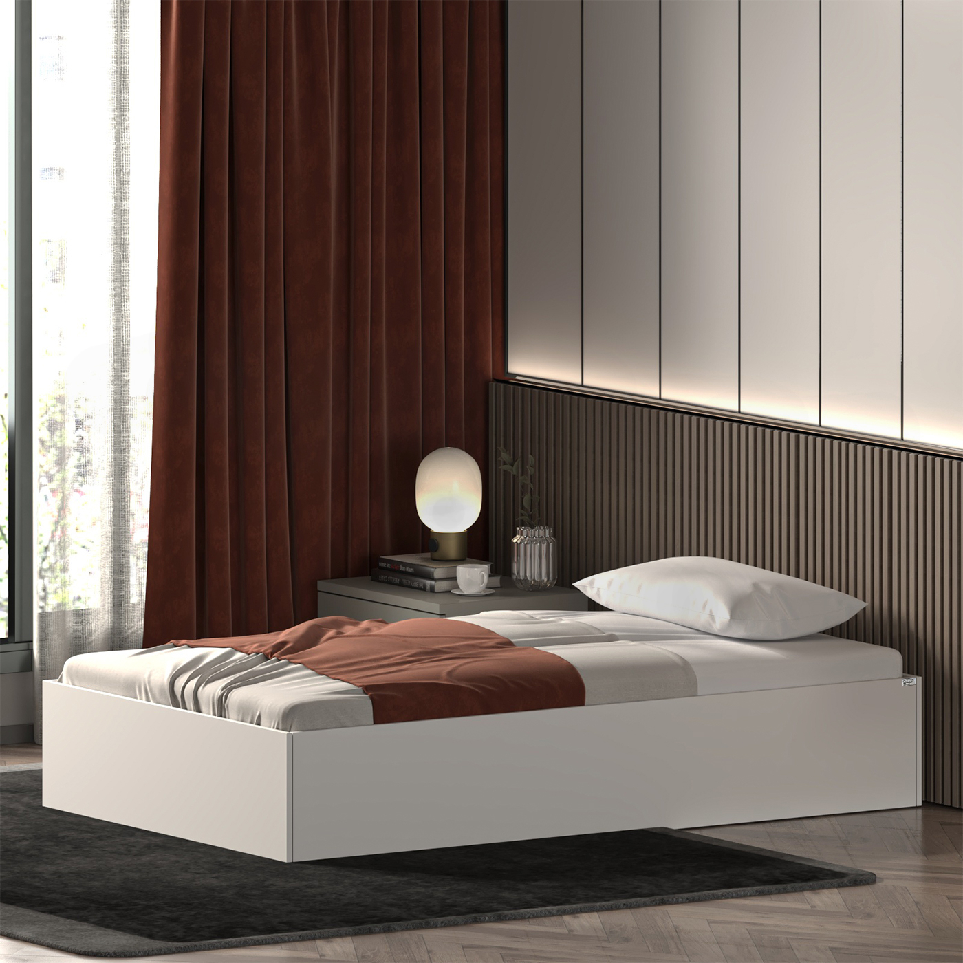 تخت خواب ملامینه یک نفره اعیان مدل FH942 سایز 120x200 سانتی متر