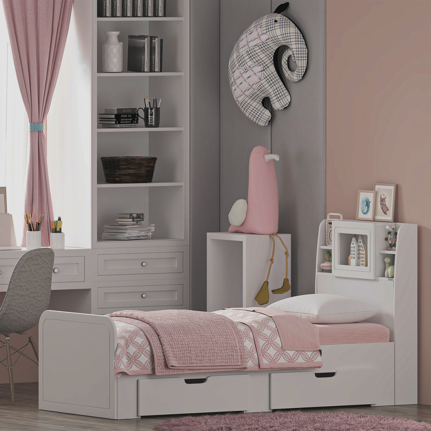 تخت خواب ملامینه یک نفره اعیان مدل FH980 سایز 80x180 سانتی متر