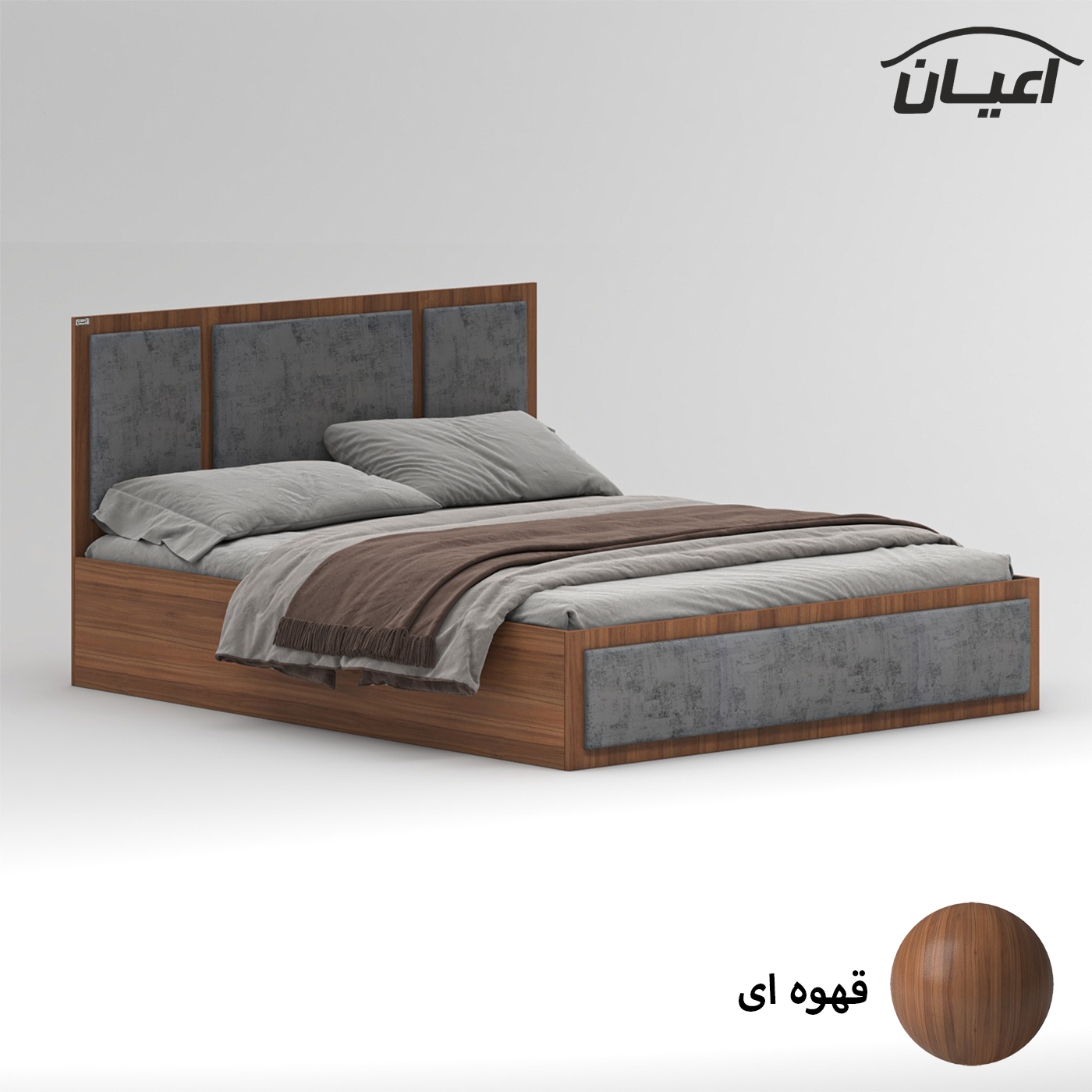 تخت خواب ملامینه دو نفره اعیان مدل FH958 سایز 160x200 سانتی متر
