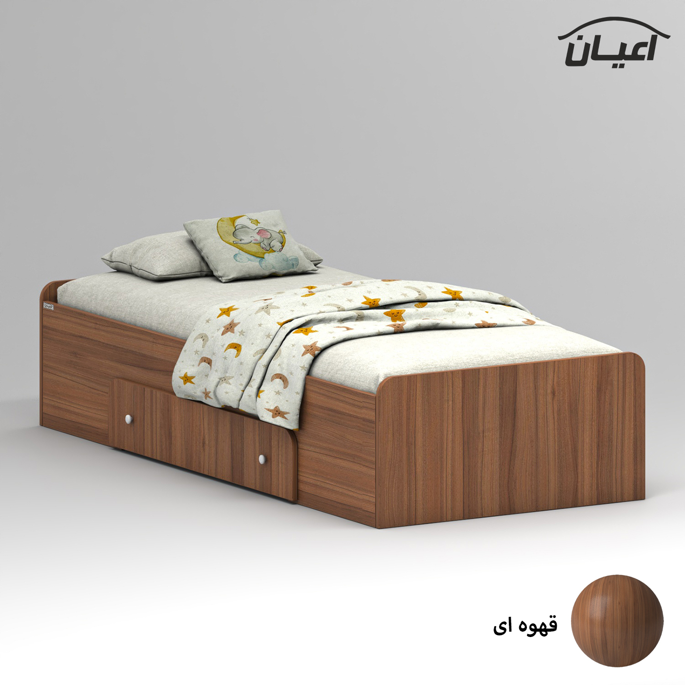 تخت خواب ملامینه یک نفره اعیان مدل FH966 سایز 80x180 سانتی متر