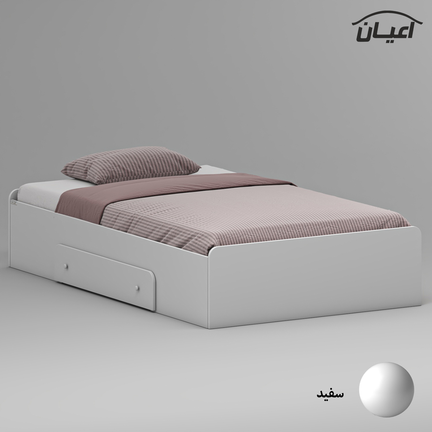 تخت خواب ملامینه یک نفره اعیان مدل FH968 سایز 120x200 سانتی متر