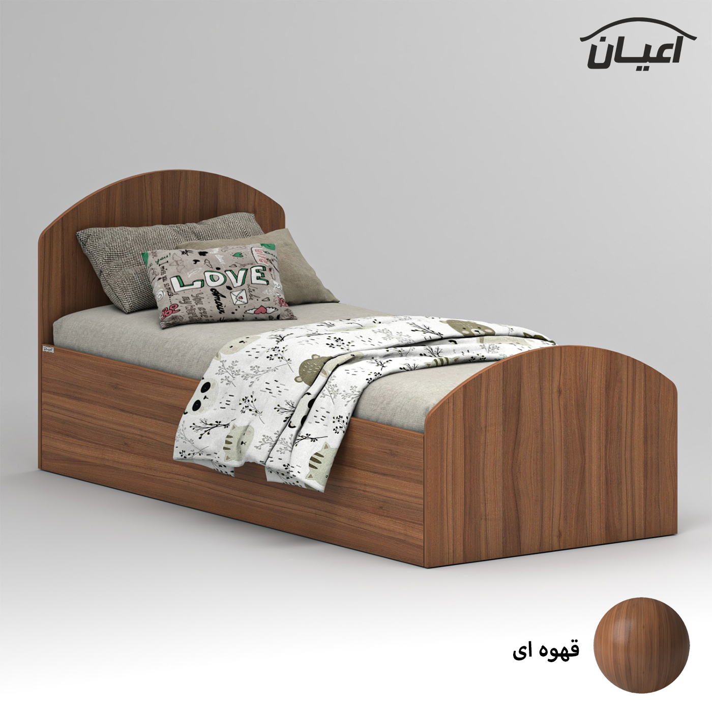 تخت خواب ملامینه یک نفره اعیان مدل FH970 سایز 80x180 سانتی متر