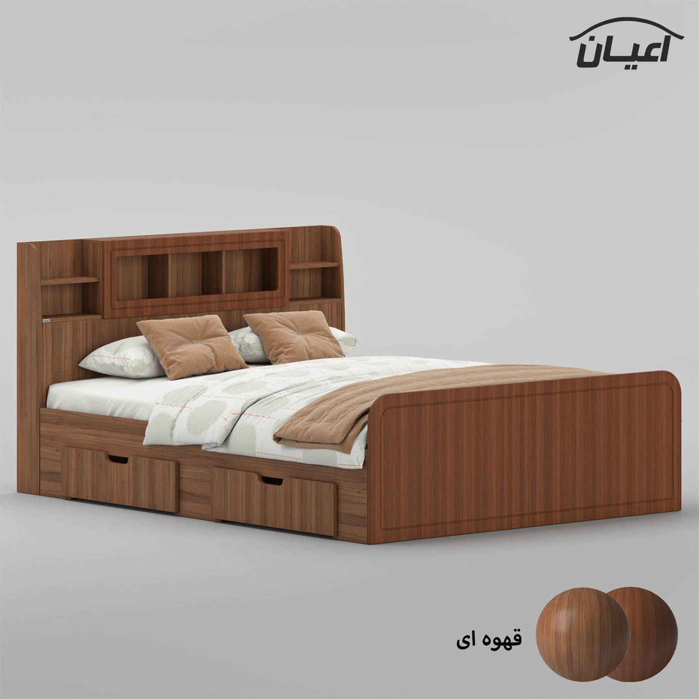 تخت خواب ملامینه دو نفره اعیان مدل FH983 سایز 160x200 سانتی متر