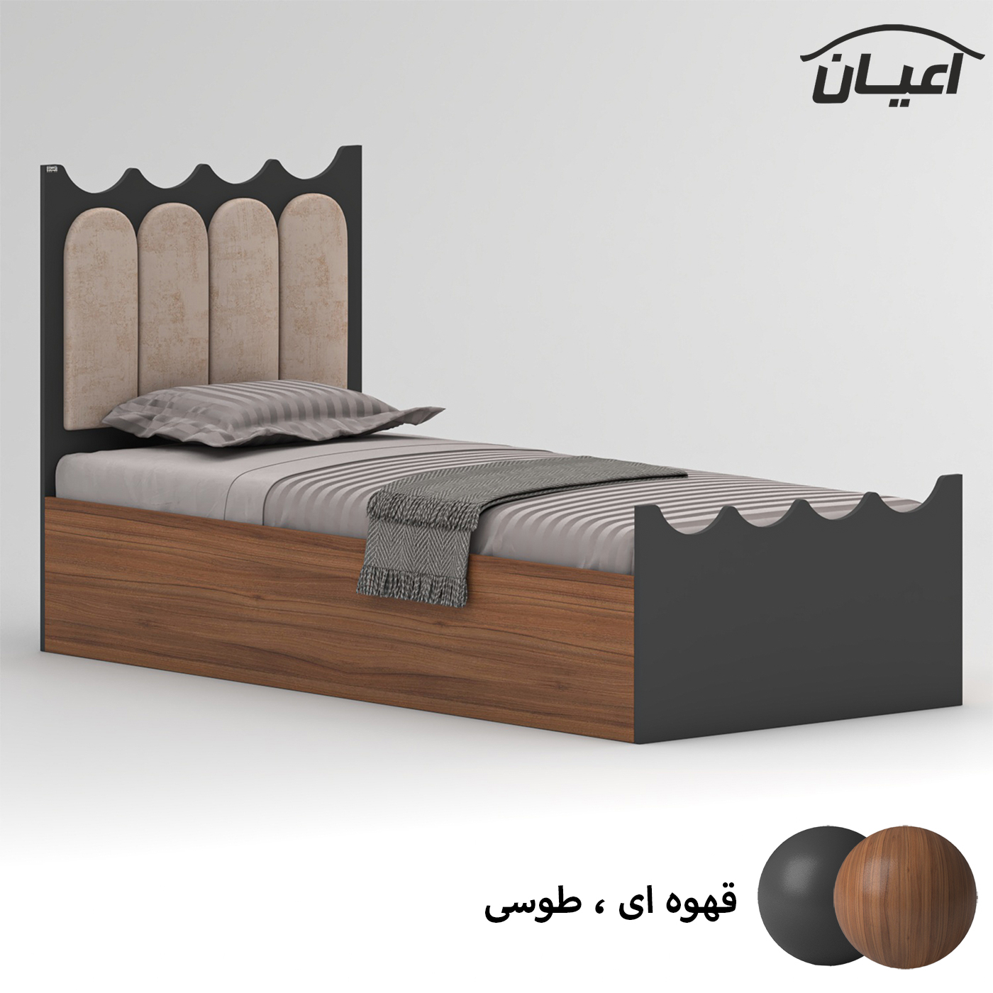 تخت خواب ام دی اف اعیان مدل FH957 سایز 80x180 سانتی متر