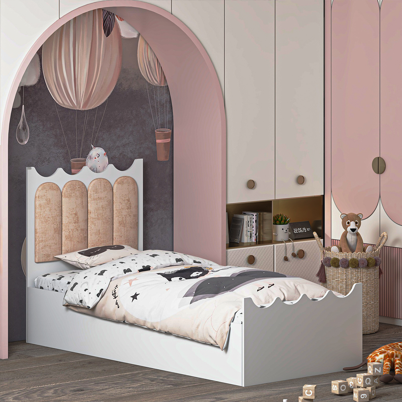 تخت خواب ام دی اف اعیان مدل FH957 سایز 80x180 سانتی متر