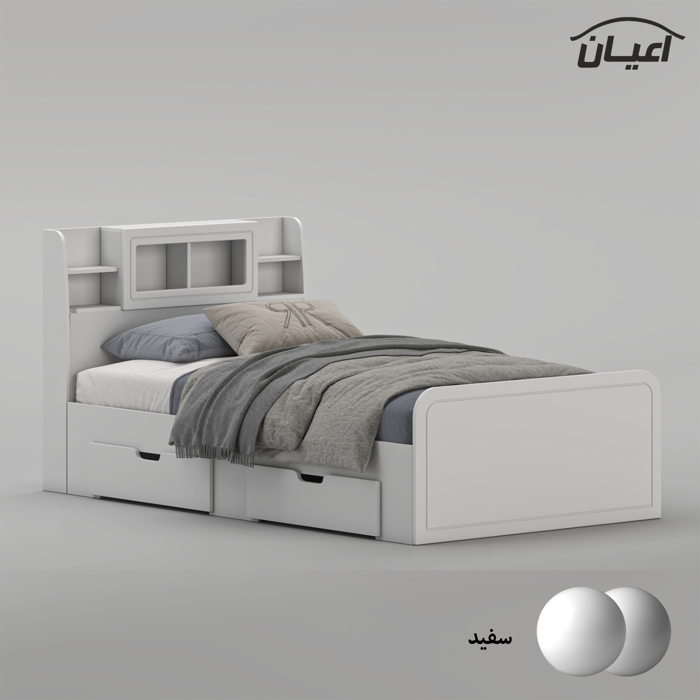 تخت خواب ملامینه یک نفره اعیان مدل FH982 سایز 120x200 سانتی متر