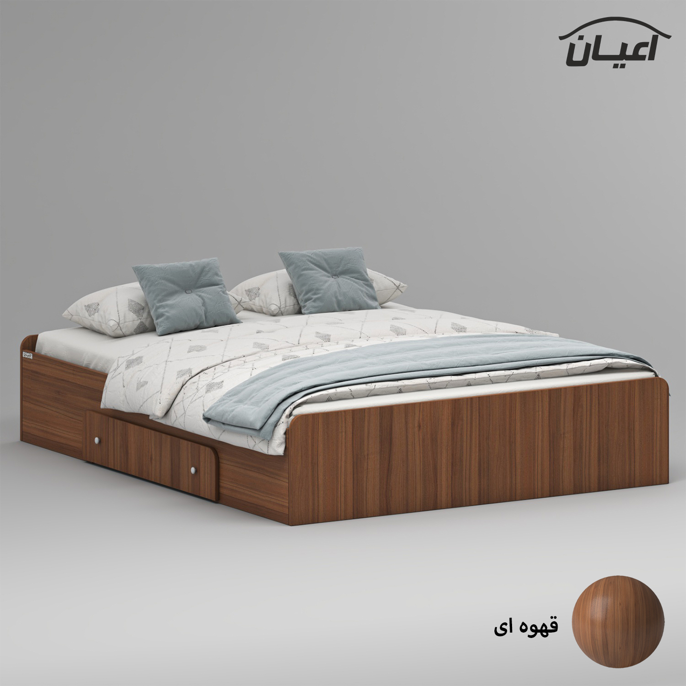 تخت خواب ملامینه دو نفره اعیان مدل FH969 سایز 160x200 سانتی متر