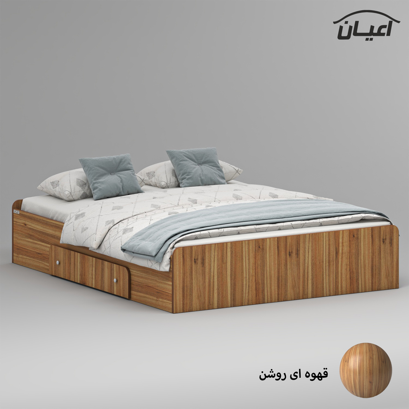 تخت خواب ملامینه دو نفره اعیان مدل FH969 سایز 160x200 سانتی متر