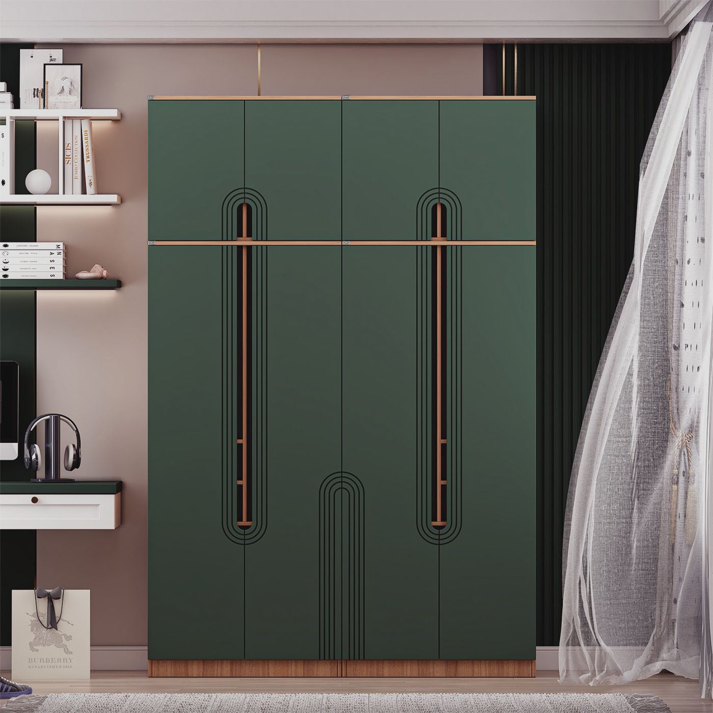 کمد لباس اعیان مدل FH965 طول 160 سانتی متر مجموعه چهار عددی