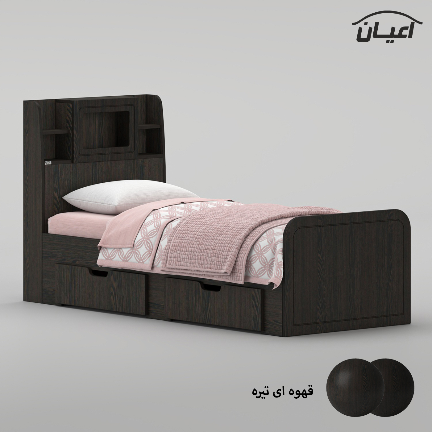 تخت خواب ملامینه یک نفره اعیان مدل FH980 سایز 80x180 سانتی متر