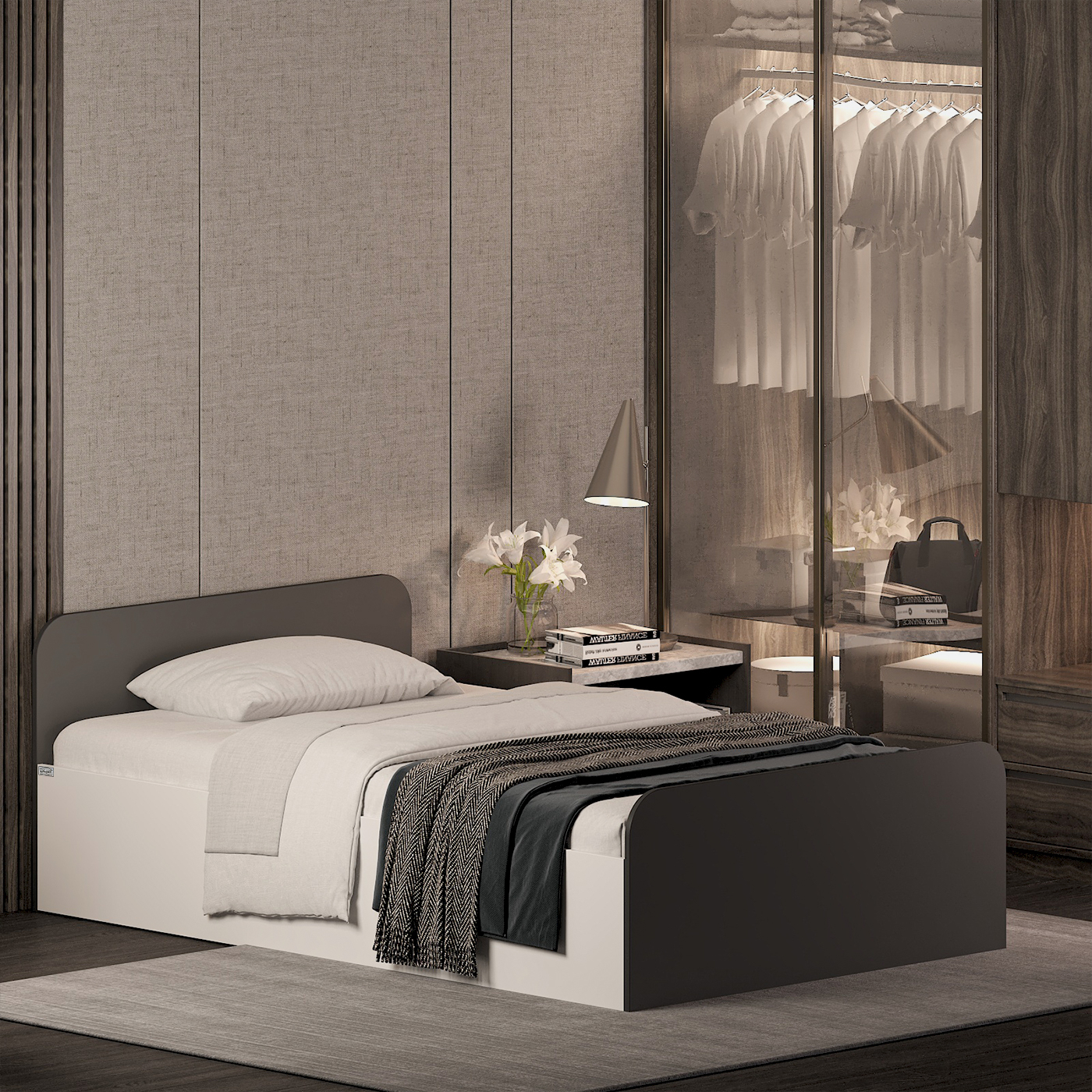 تخت خواب ملامینه یک نفره اعیان مدل FH932 سایز 120x200 سانتی متر