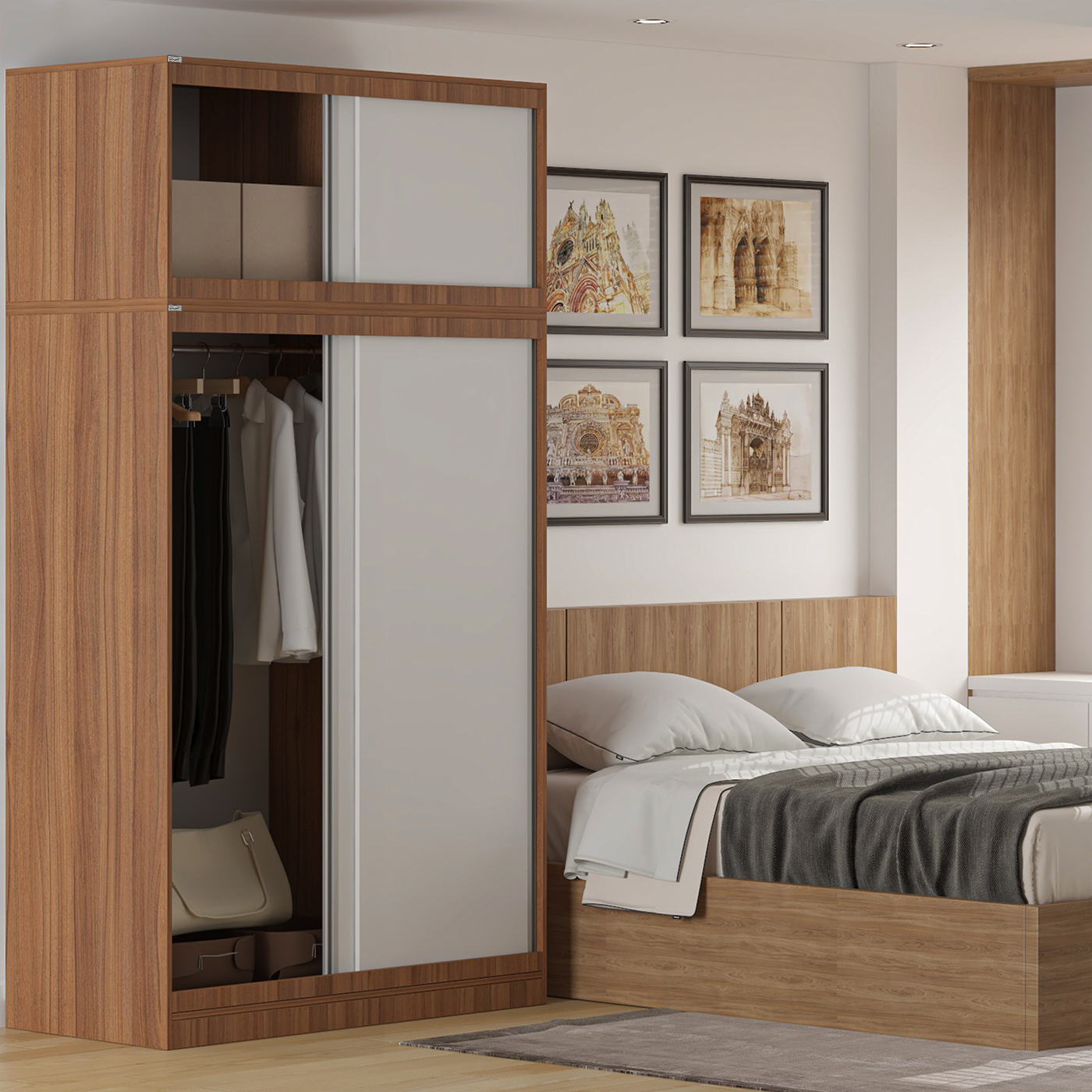 کمد لباس چندمنظوره اعیان مدل FH963 طول 120 سانتی متر مجموعه دو عددی