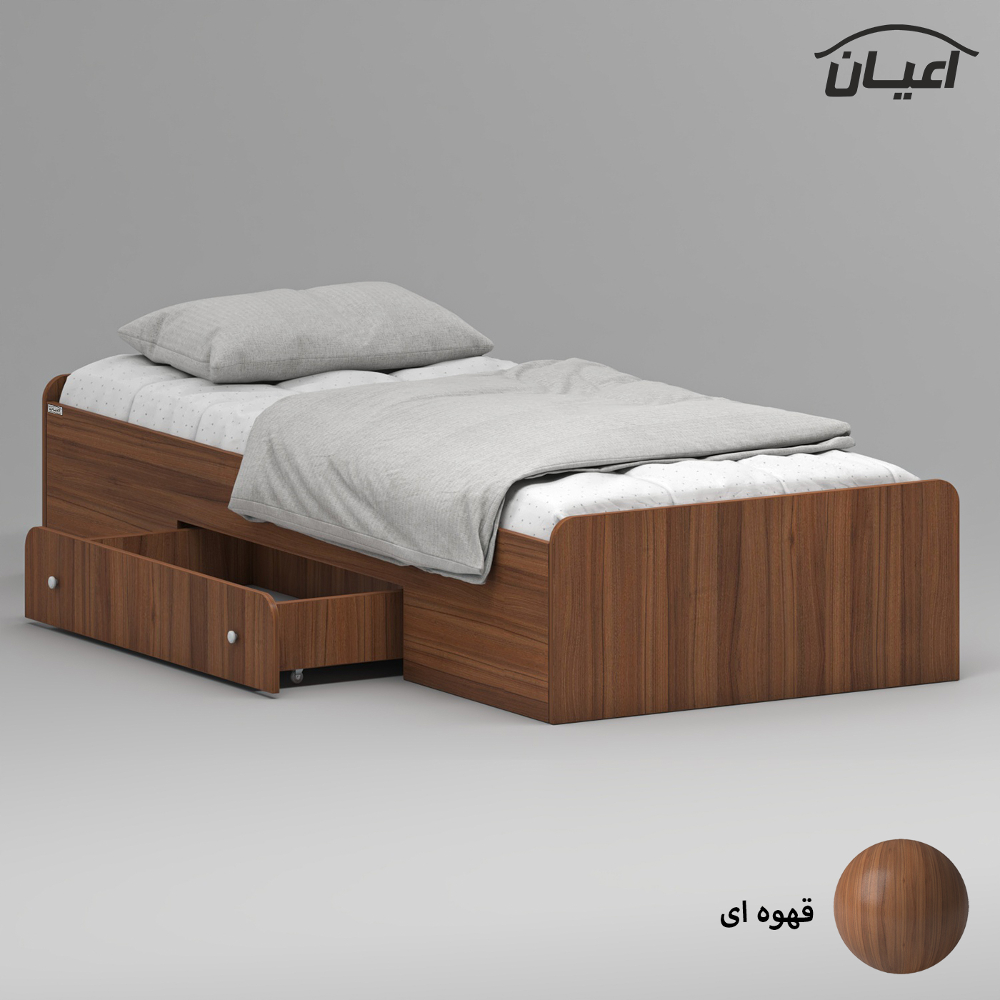 تخت خواب ملامینه یک نفره اعیان مدل FH967 سایز 90x200 سانتی متر