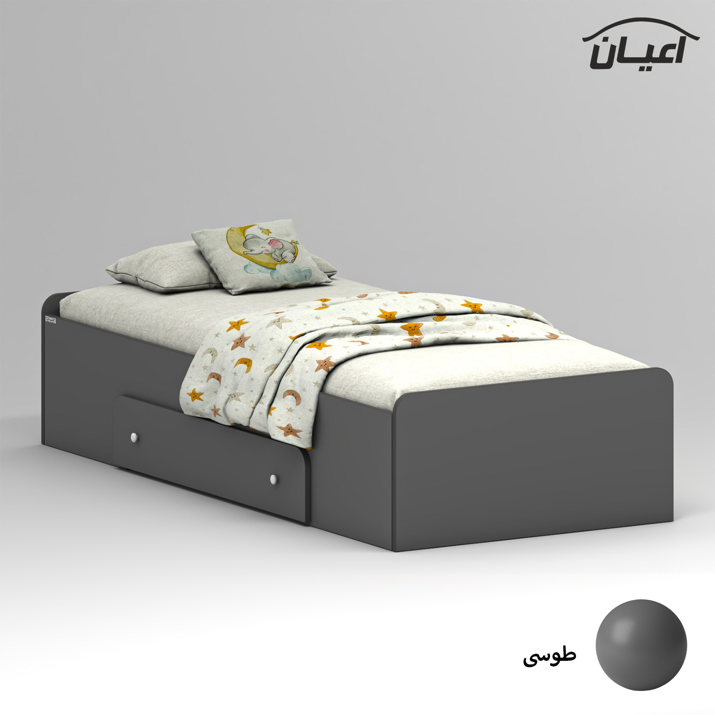 تخت خواب ملامینه یک نفره اعیان مدل FH966 سایز 80x180 سانتی متر