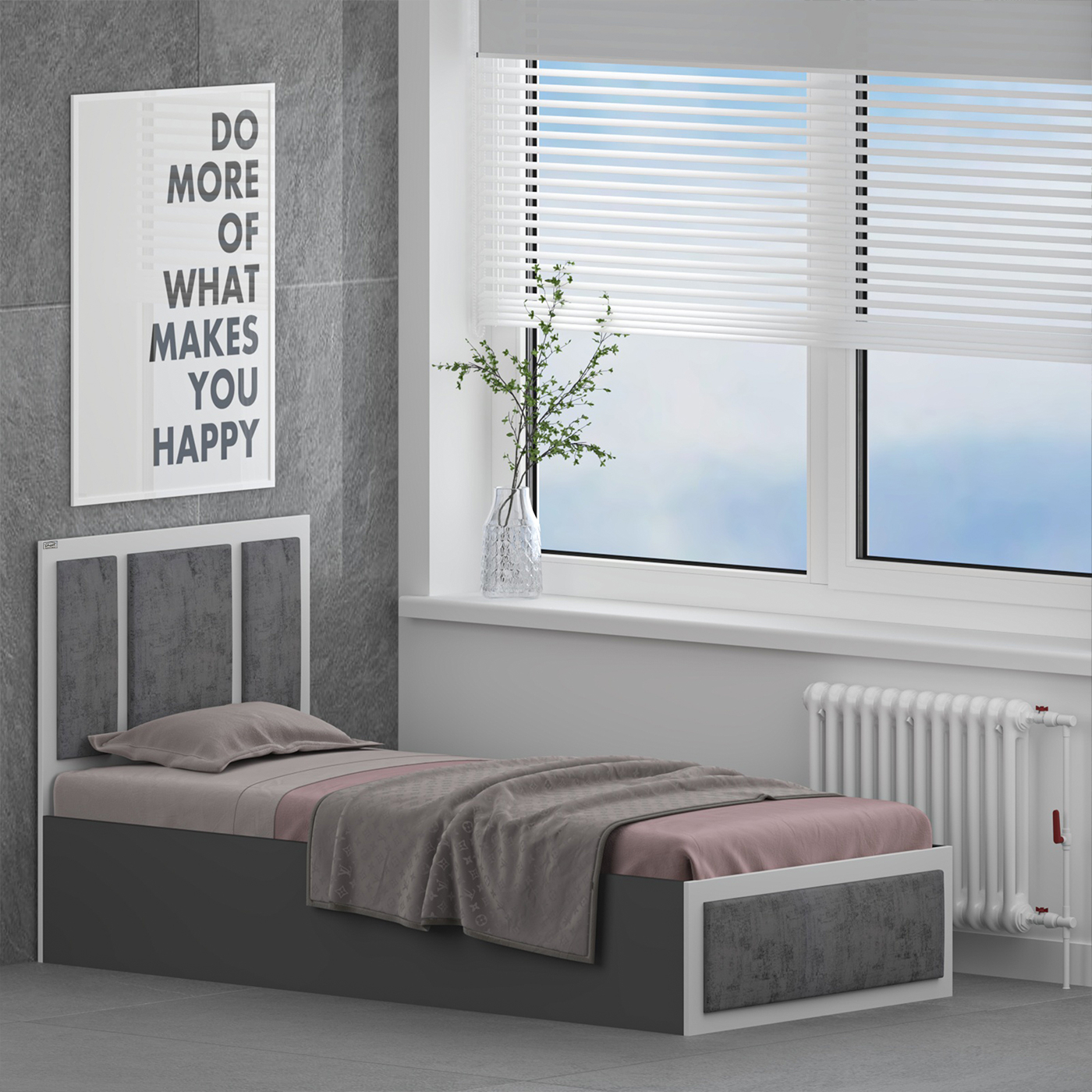 تخت خواب ملامینه یک نفره اعیان مدل FH960 سایز 90x200 سانتی متر