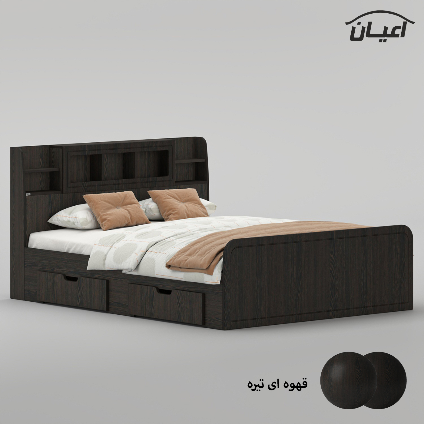 تخت خواب ملامینه دو نفره اعیان مدل FH983 سایز 160x200 سانتی متر