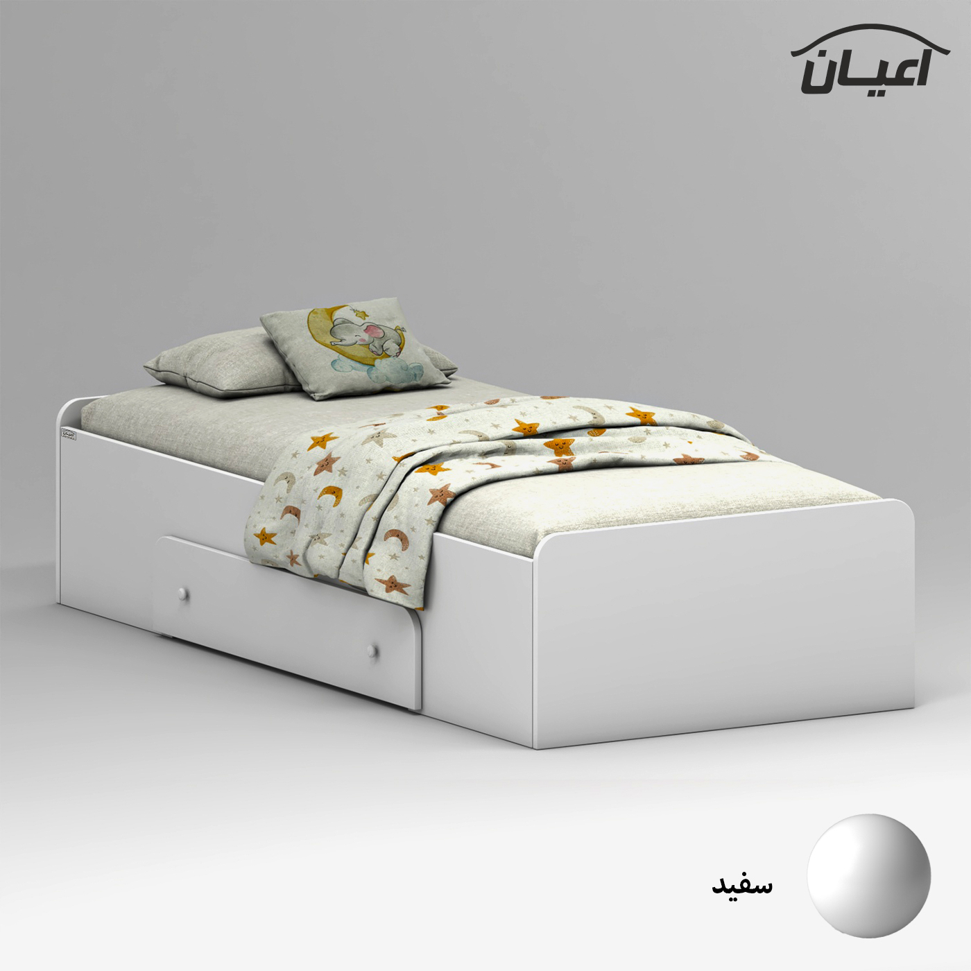 تخت خواب ملامینه یک نفره اعیان مدل FH966 سایز 80x180 سانتی متر