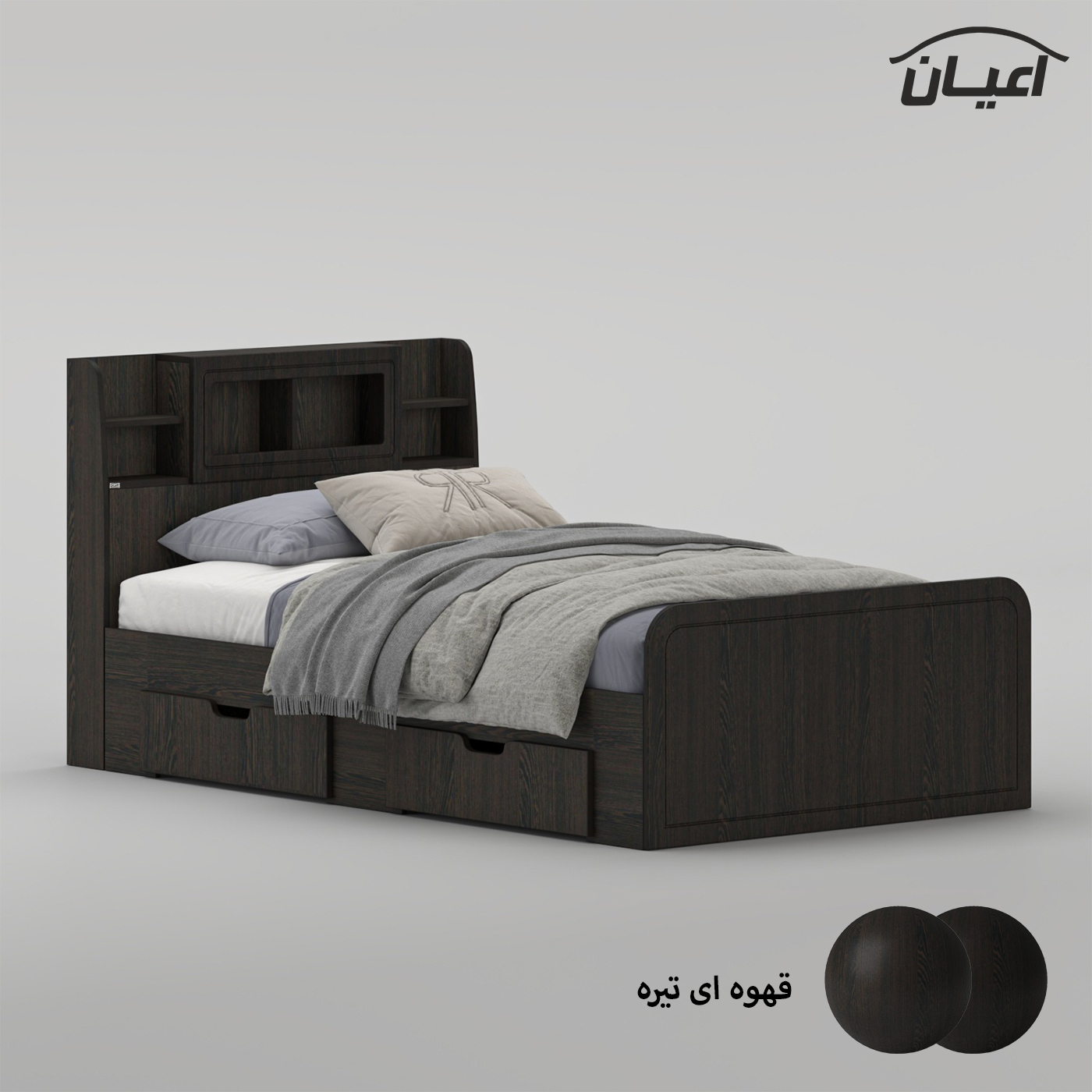 تخت خواب ملامینه یک نفره اعیان مدل FH982 سایز 120x200 سانتی متر