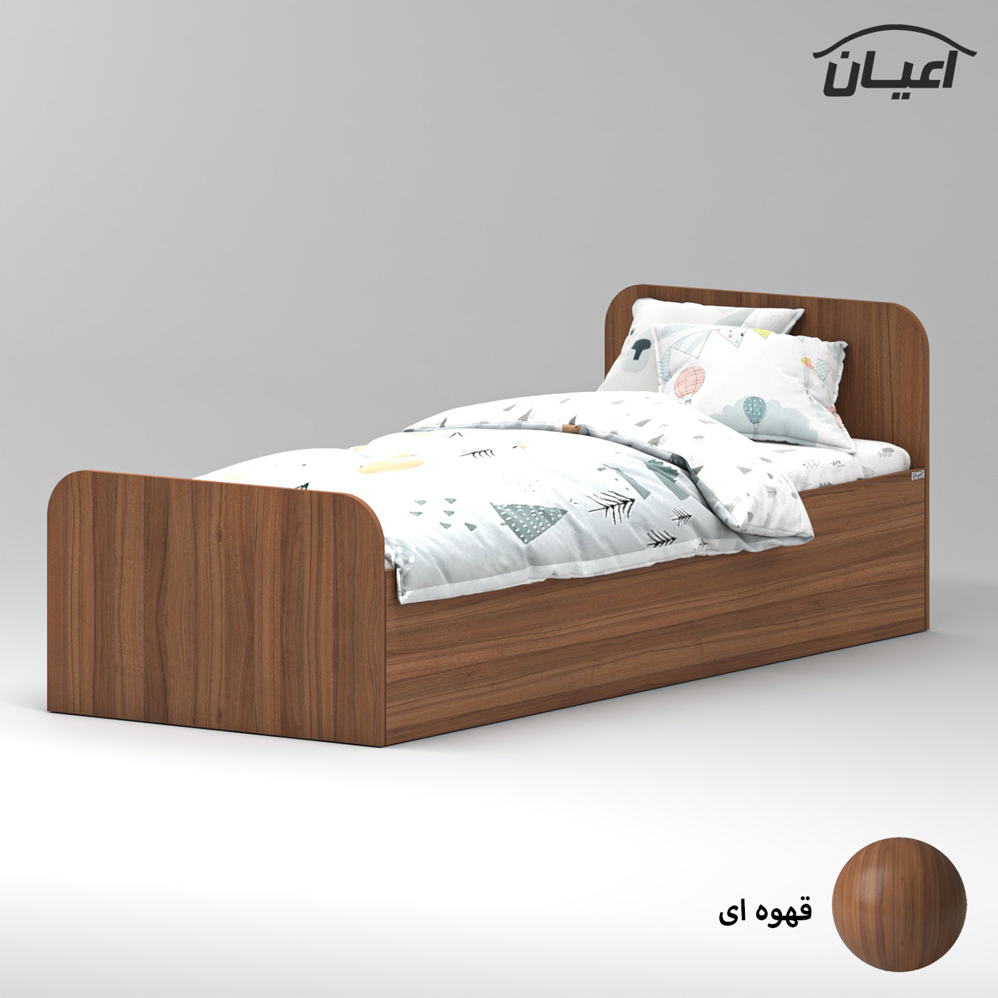 تخت خواب ملامینه یک نفره اعیان مدل FH930 سایز 80x180 سانتی متر