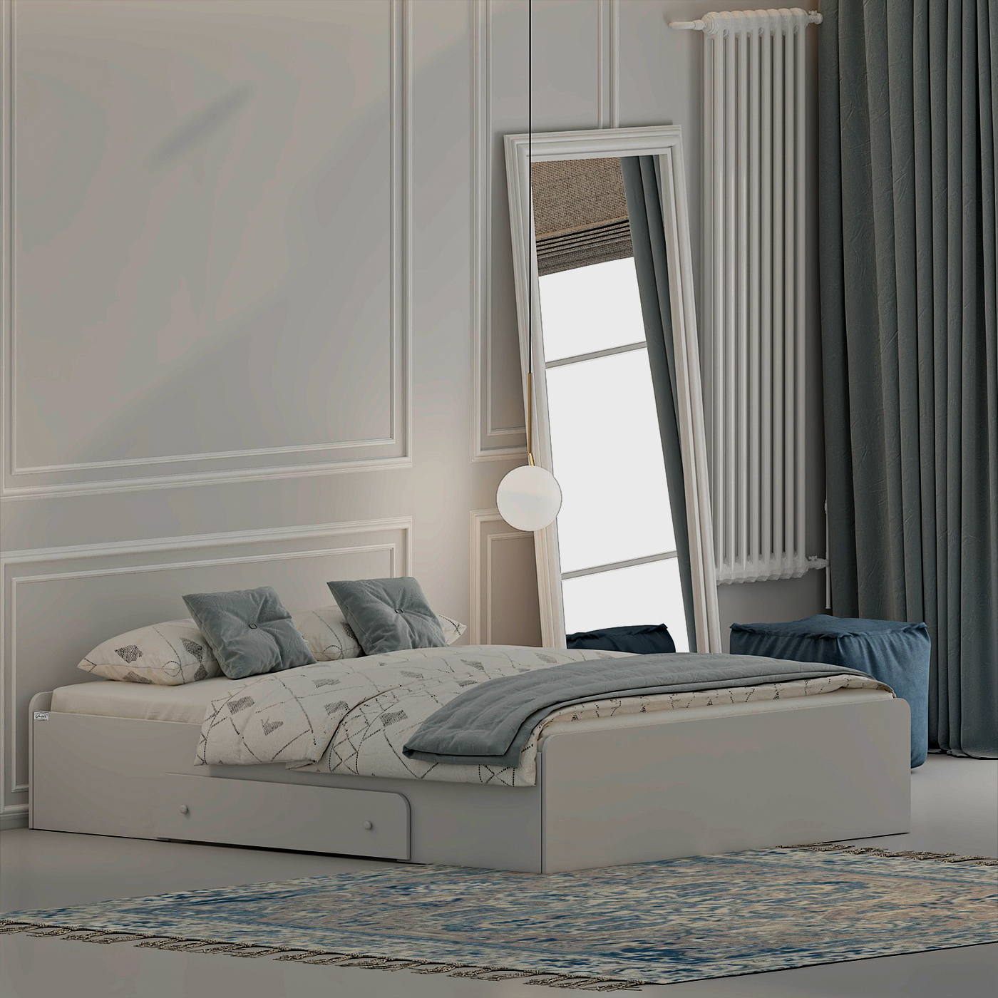 تخت خواب ملامینه دو نفره اعیان مدل FH969 سایز 160x200 سانتی متر