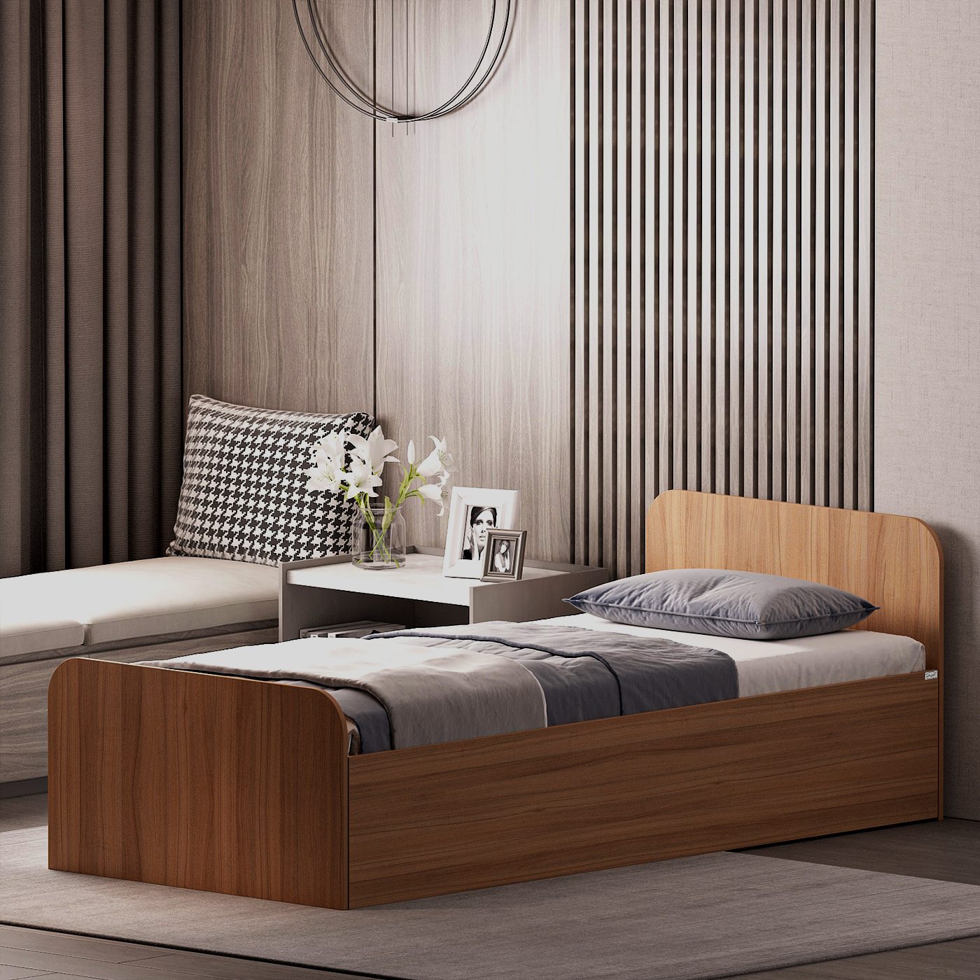 تخت خواب ملامینه یک نفره اعیان مدل FH931 سایز 90x200 سانتی متر