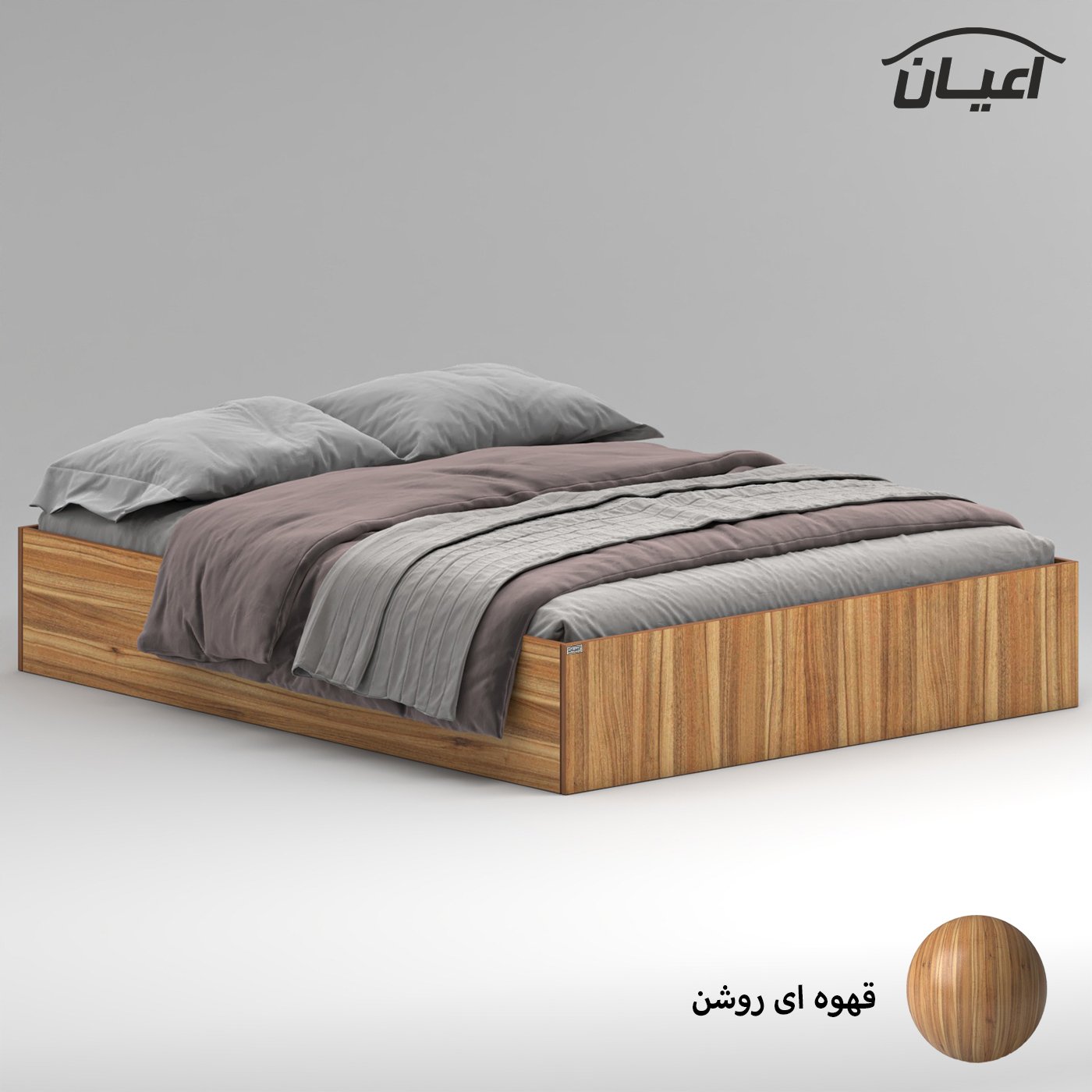 تخت خواب ملامینه دو نفره اعیان مدل FH943 سایز 160x200 سانتی متر