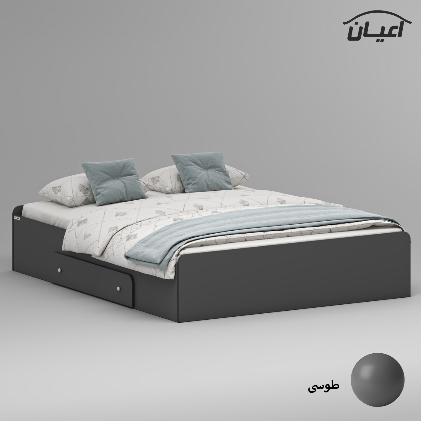 تخت خواب ملامینه دو نفره اعیان مدل FH969 سایز 160x200 سانتی متر