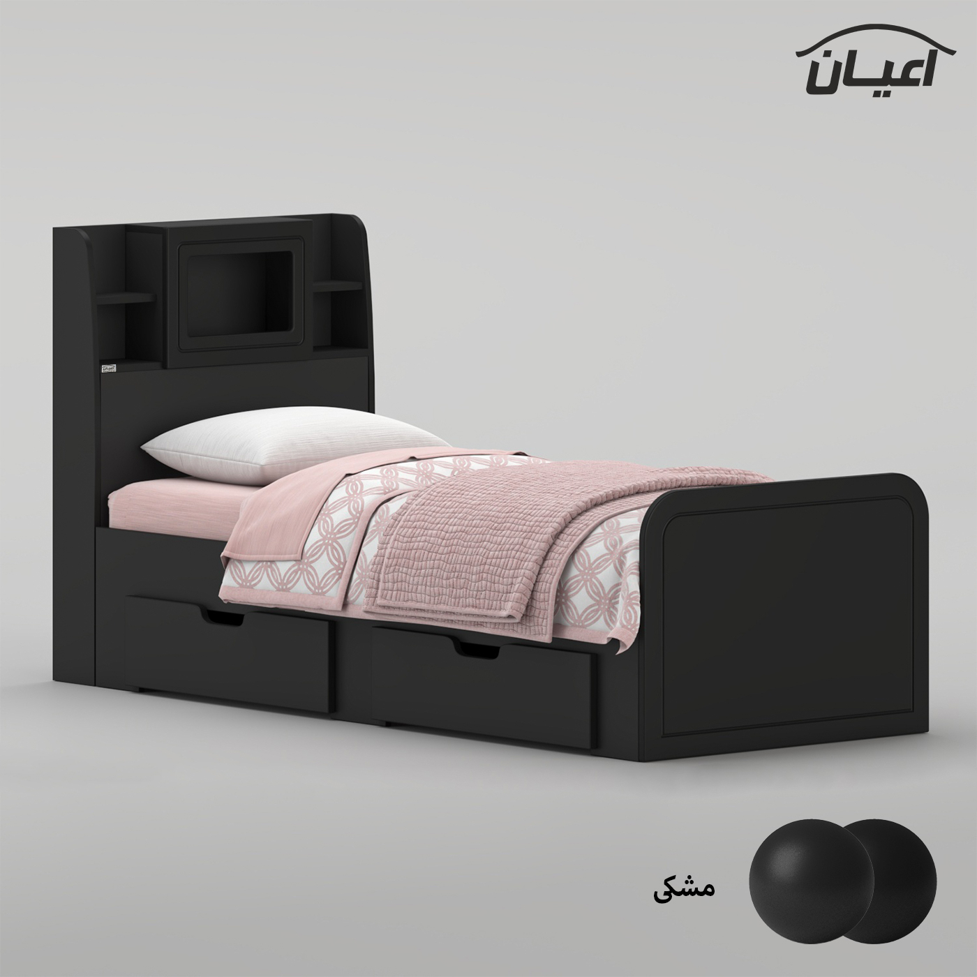 تخت خواب ملامینه یک نفره اعیان مدل FH980 سایز 80x180 سانتی متر