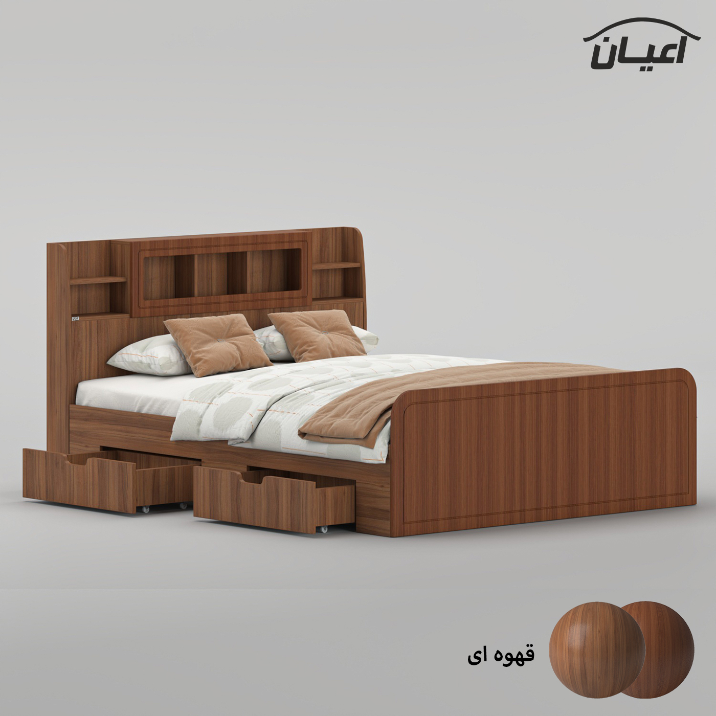 تخت خواب ملامینه دو نفره اعیان مدل FH983 سایز 160x200 سانتی متر