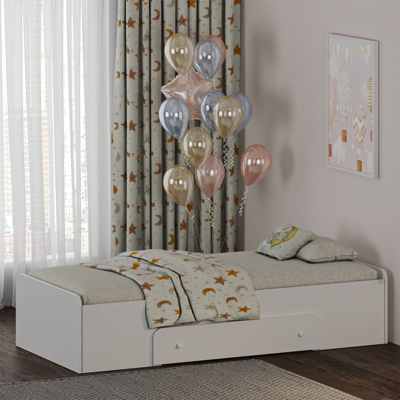 تخت خواب ملامینه یک نفره اعیان مدل FH966 سایز 80x180 سانتی متر