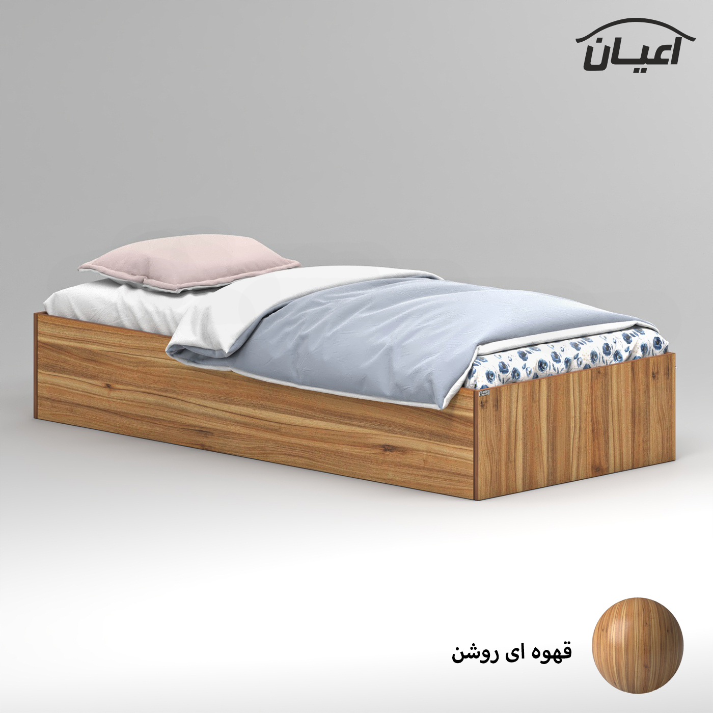 تخت خواب ملامینه یک نفره اعیان مدل FH941 سایز 90x200 سانتی متر