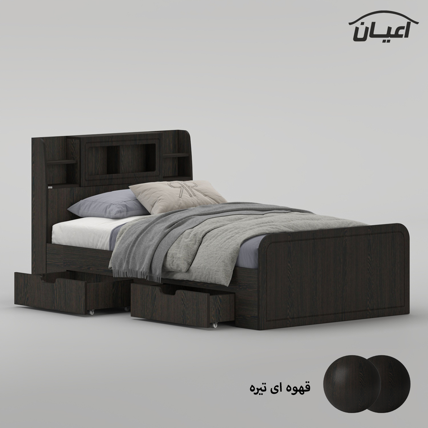 تخت خواب ملامینه یک نفره اعیان مدل FH982 سایز 120x200 سانتی متر