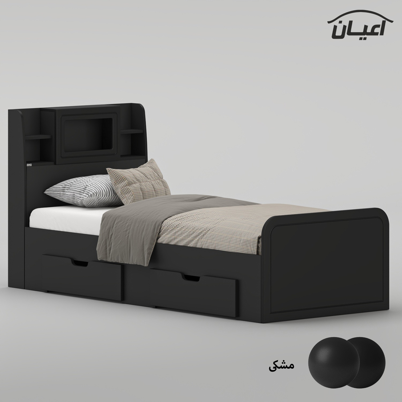 تخت خواب ملامینه یک نفره اعیان مدل FH981 سایز 90x200 سانتی متر