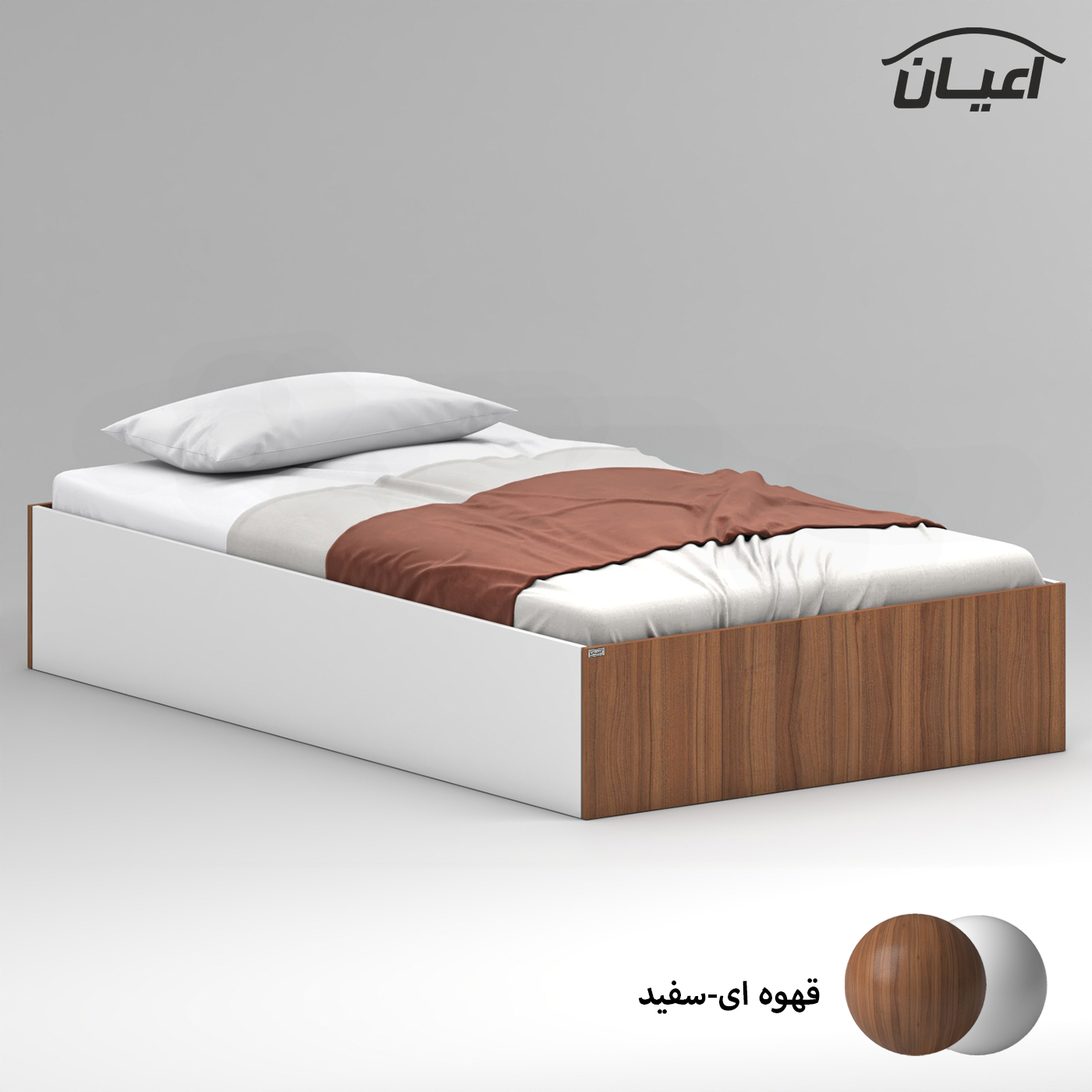 تخت خواب ملامینه یک نفره اعیان مدل FH942 سایز 120x200 سانتی متر