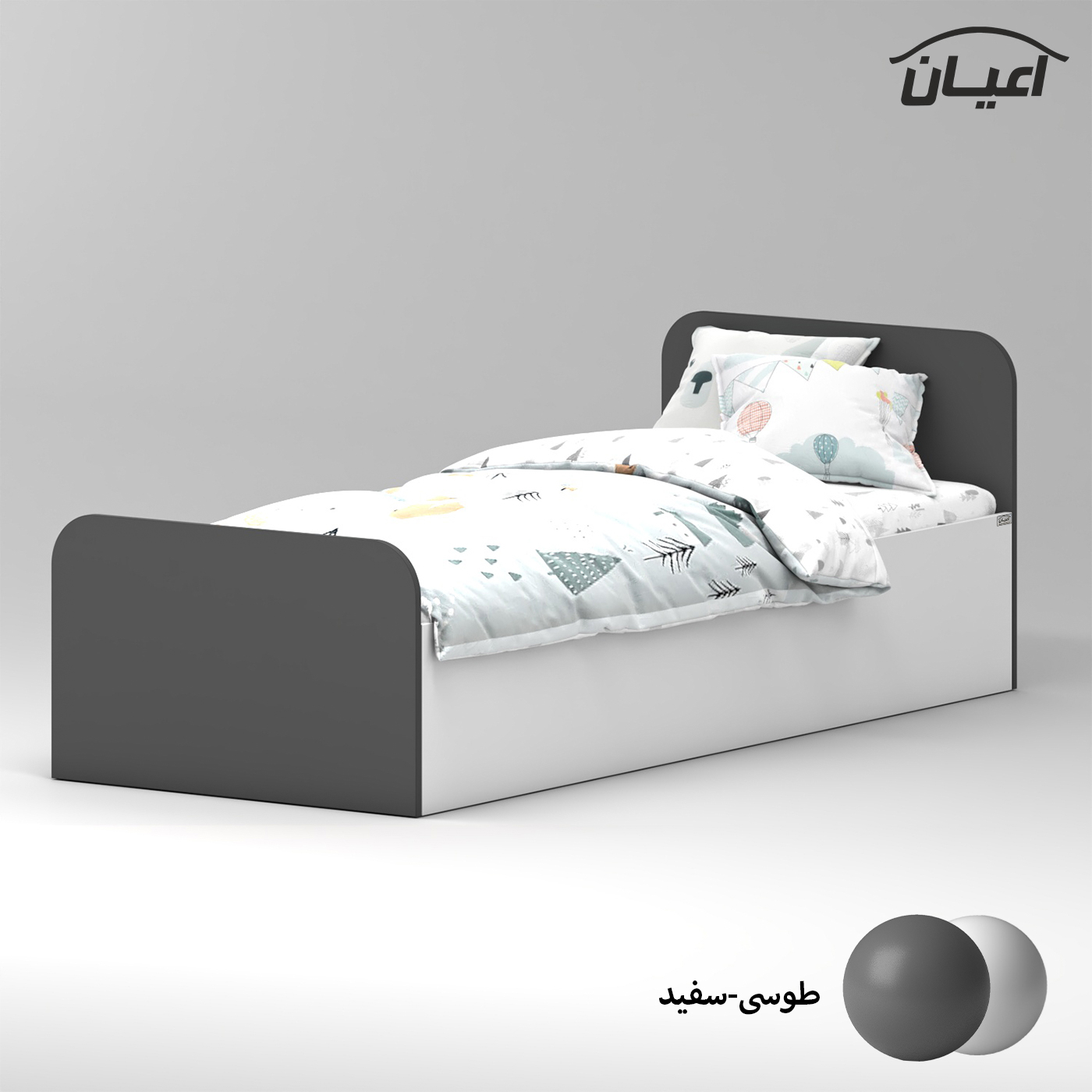 تخت خواب ملامینه یک نفره اعیان مدل FH930 سایز 80x180 سانتی متر