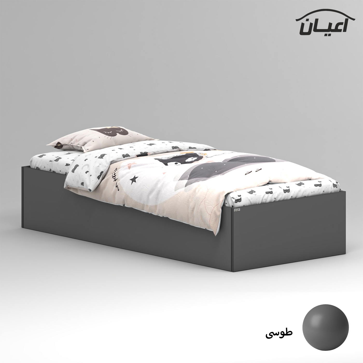 تخت خواب ملامینه یک نفره اعیان مدل FH940 سایز 80x180 سانتی متر