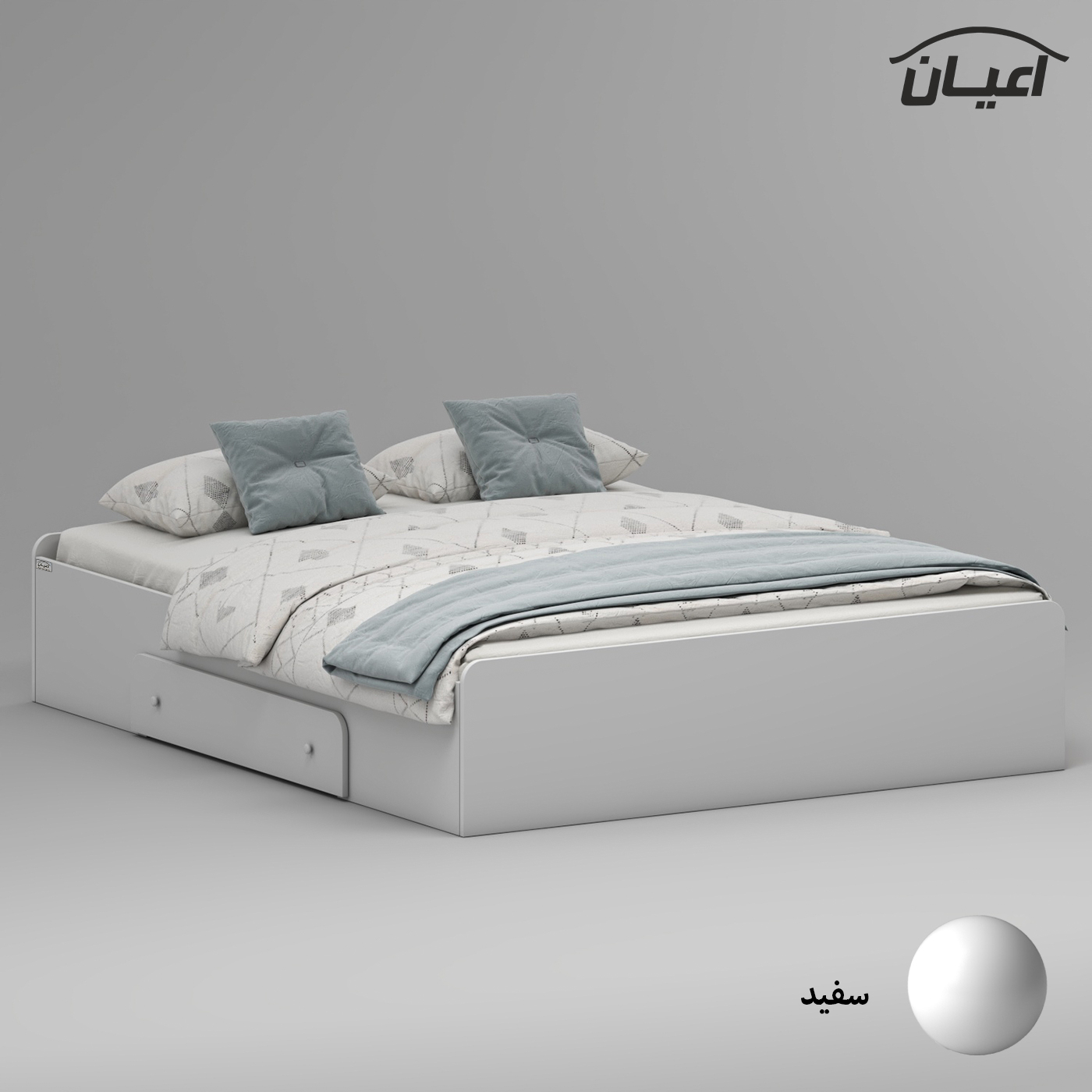 تخت خواب ملامینه دو نفره اعیان مدل FH969 سایز 160x200 سانتی متر