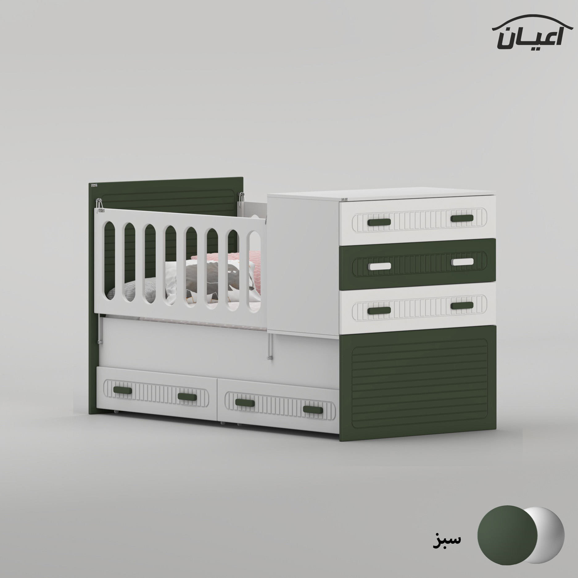 تختخواب کودک اعیان مدل FH1006 سایز 180 × 80 سانتی متر