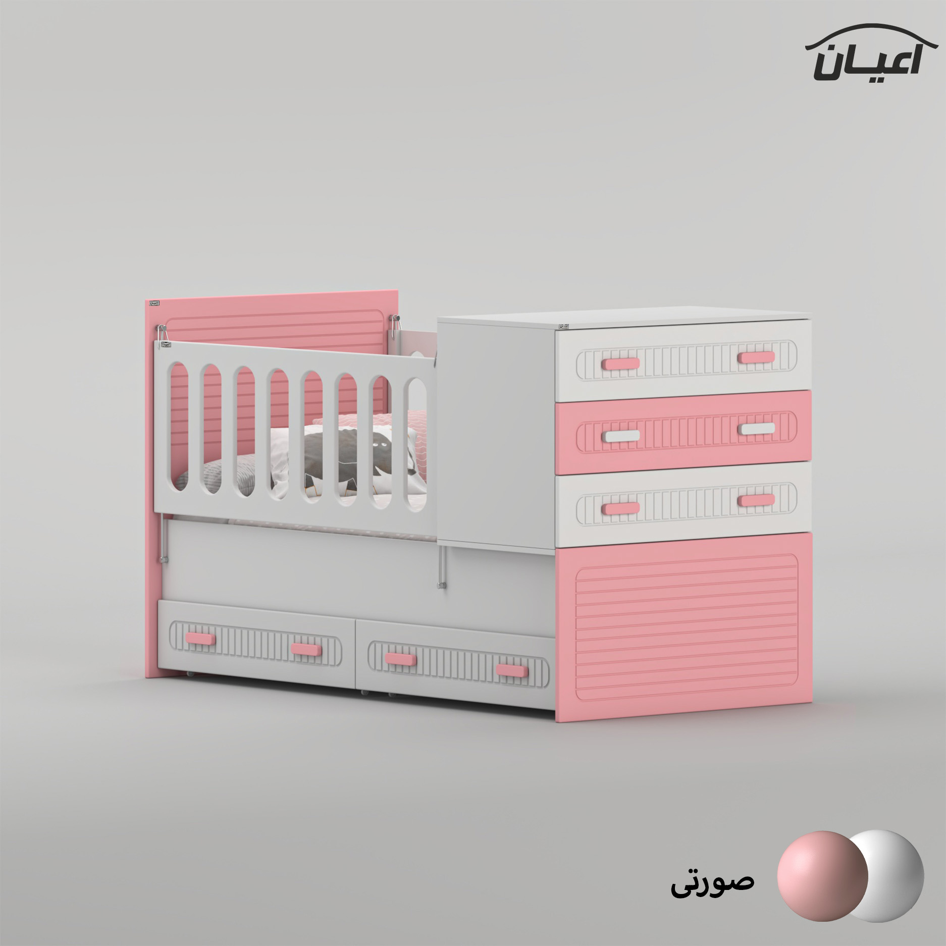 تختخواب کودک اعیان مدل FH1006 سایز 180 × 80 سانتی متر