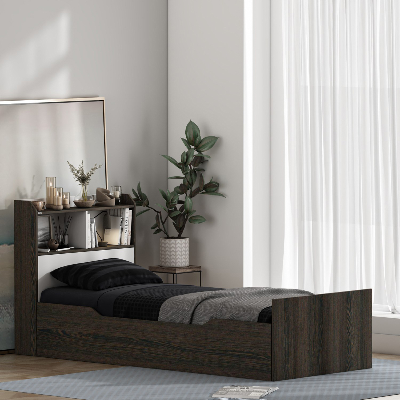 تخت‌خواب ملامینه یک نفره اعیان مدل FH986 سایز 90 * 200 سانتی‌متر