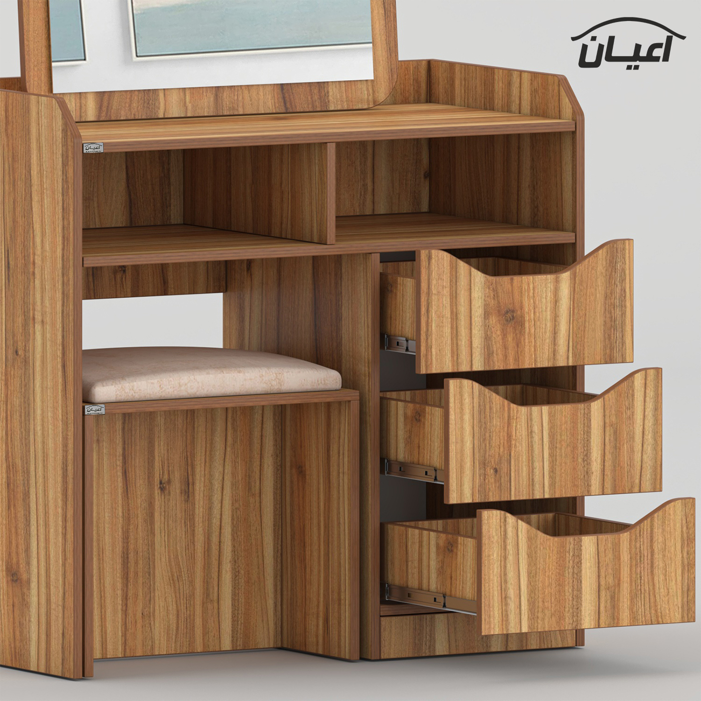سرویس خواب ملامینه دو نفره اعیان مدل FH998 سایز 160x200 سانتی متر مجموعه 6 عددی