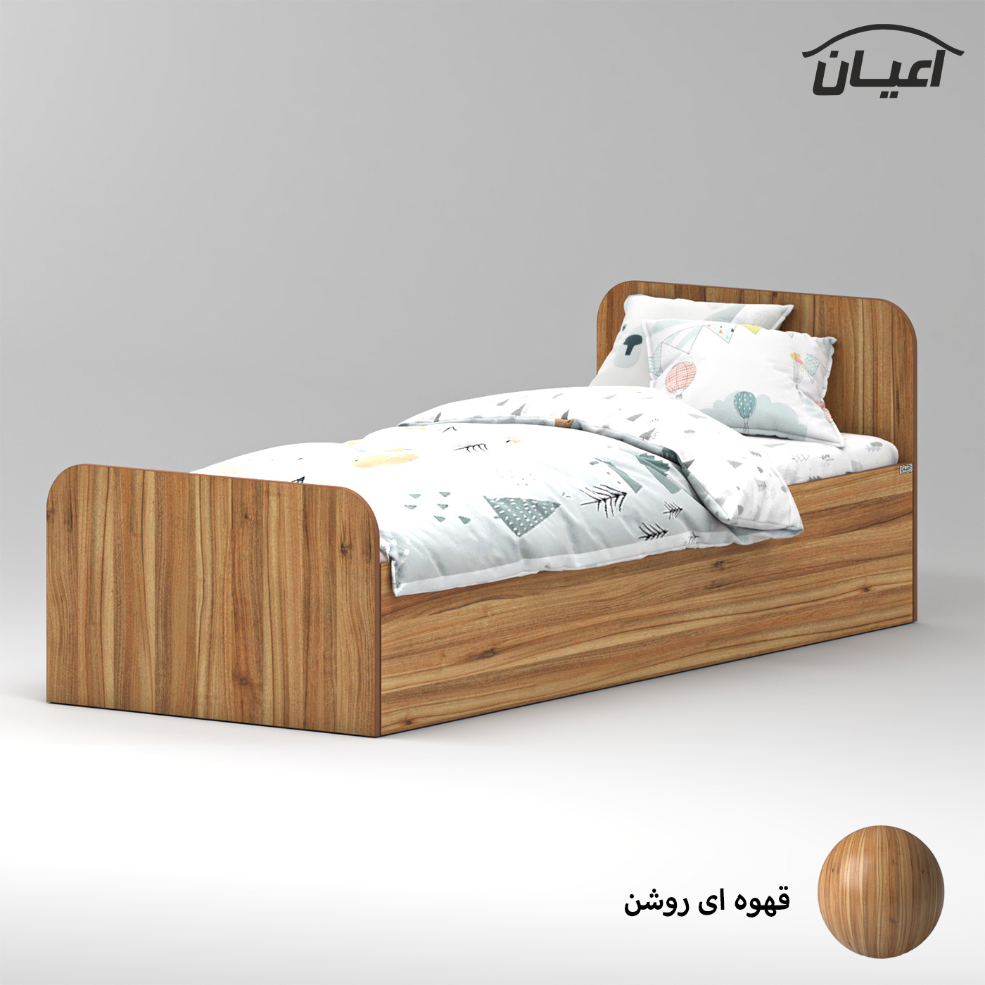 تخت خواب ملامینه یک نفره اعیان مدل FH930 سایز 80x180 سانتی متر